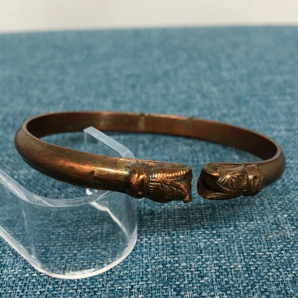 Unisex Copper Punjabi Cuff Kada Animal Figure Free Size Tribal Bracelet - Picture 3 of 12